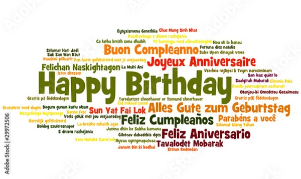 Fototapeta Happy Birthday Language Cloud