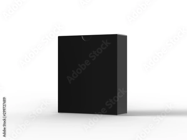 Fototapeta Blank flat box mock up template on isolated white background, ready for design presentation, 3d illustration