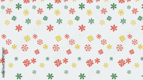Fototapeta Snow flakes color falling winter modern background. Pattern and abstract winter elements.