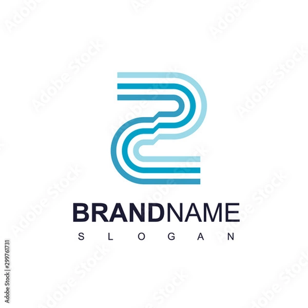 Obraz Two Blue Line Logo Design Template