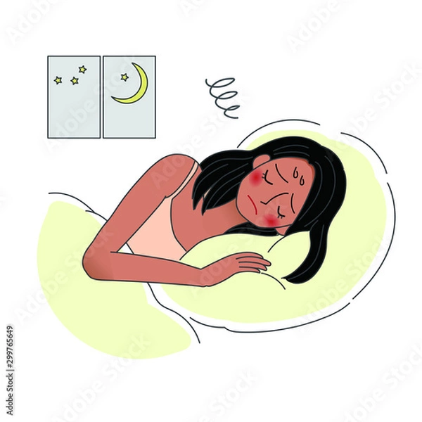Obraz 不眠症の女性のイラスト