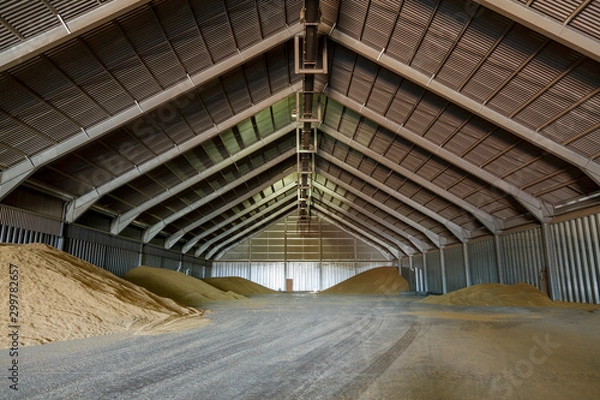 Fototapeta View inside a large grain drying store