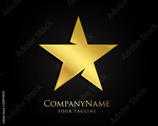 Fototapeta Gold Star Logo Designs Vector Template with Black Background