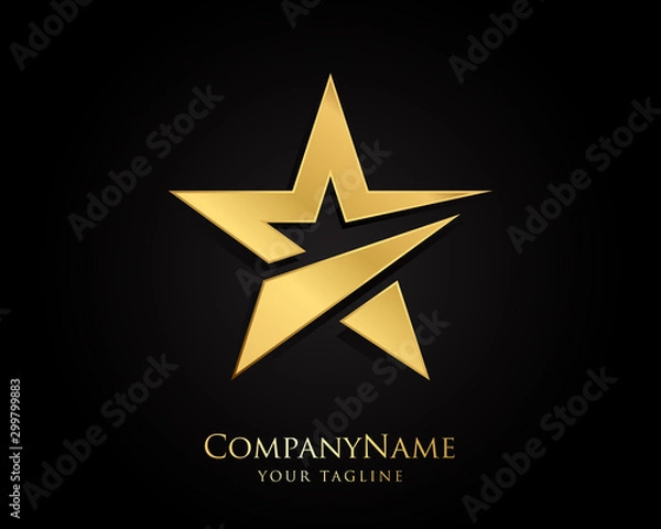 Fototapeta Gold Star Logo Designs Vector Template with Black Background