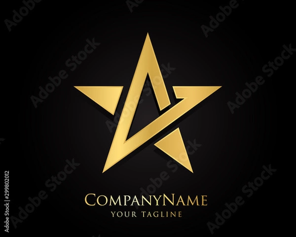 Fototapeta Gold Star Logo Designs Vector Template with Black Background