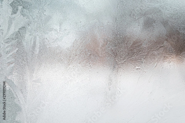 Obraz Translucent frosted glass due to frozen frost.