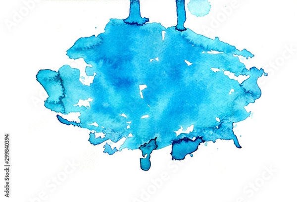 Obraz niebieska plama akwarela