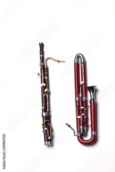 Obraz bassoon and contra-bassoon isolated on white background