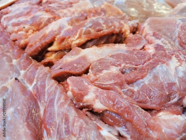 Obraz raw meat on white background