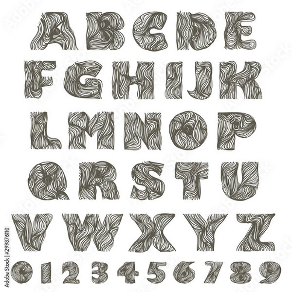 Obraz ABC handdrawn letters. Alphabet and numbers 