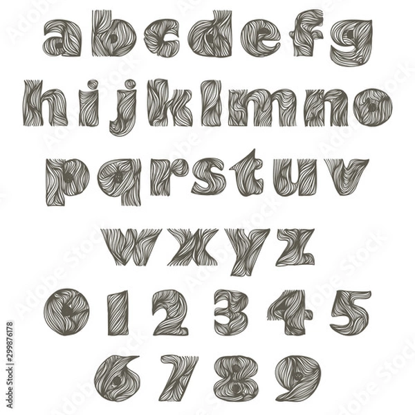 Obraz ABC handdrawn letters. Alphabet and numbers 