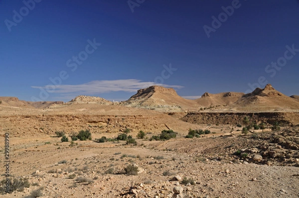 Obraz Oued asseché Chenini- Tataouine - Sud Tunisie