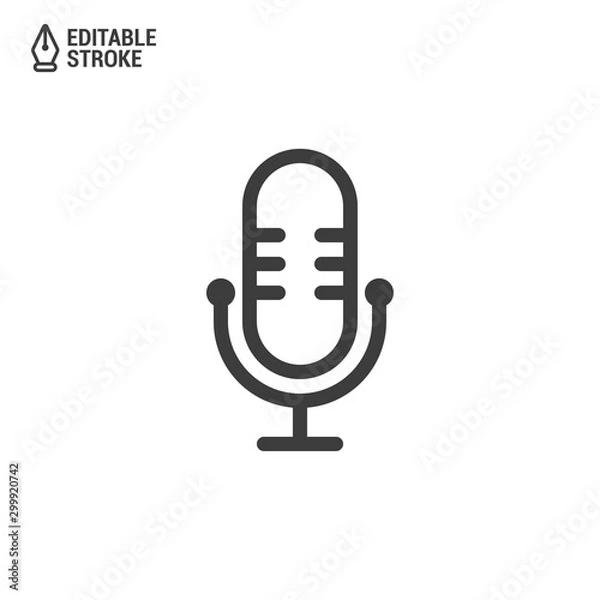 Fototapeta Podcast icon or logo design. Microphone icon with editable strokes. Vector