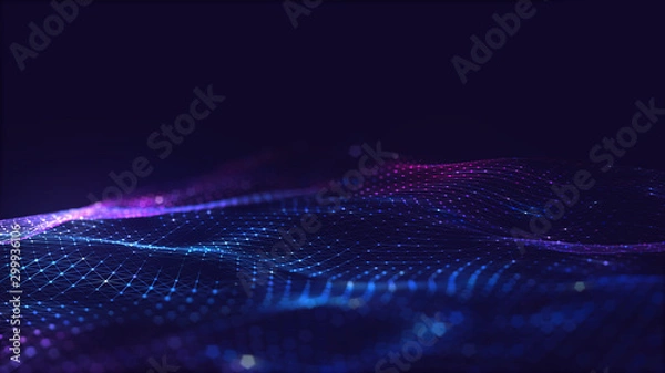 Obraz Abstract polygonal space low poly dark background with connecting dots and lines. Connection structure. Science background. Futuristic polygonal background. Triangular background. Wallpaper. Business