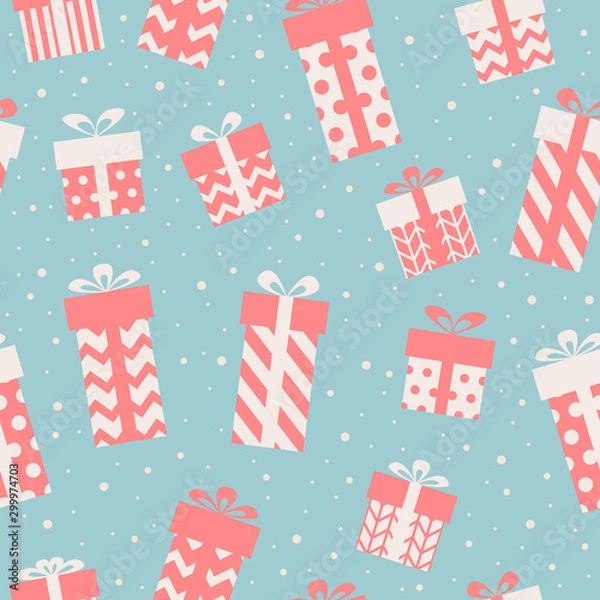 Obraz Seamless vector pattern from gift boxes. Christmas wrapping design