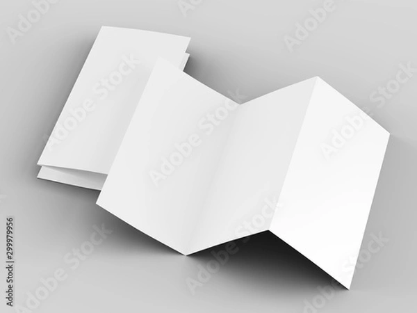 Obraz Brochure in A4 format folded to three - mockup. 3d illustartion