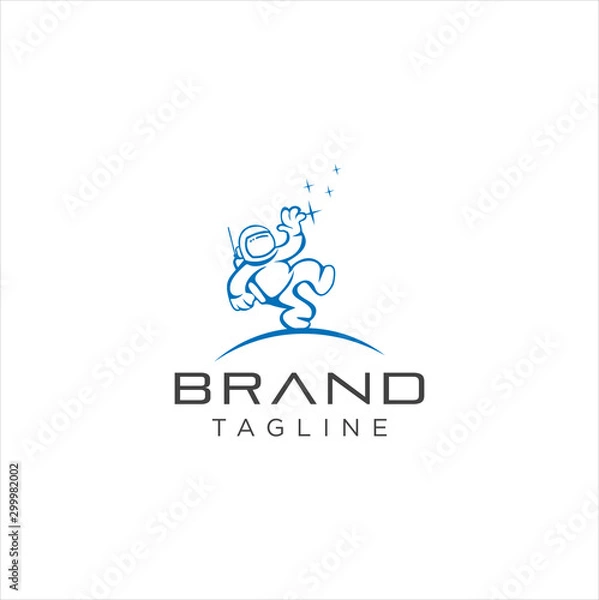 Fototapeta Astronaut Logo Design Space Suit Outline Icon Linear Style Sign