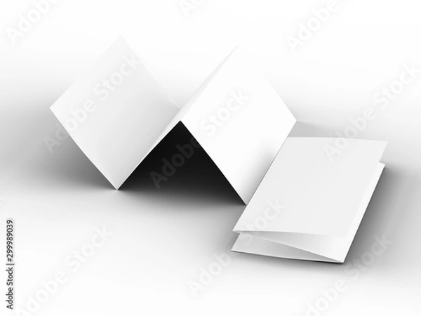 Obraz Brochure in A4 format folded to three - mockup. 3d illustartion