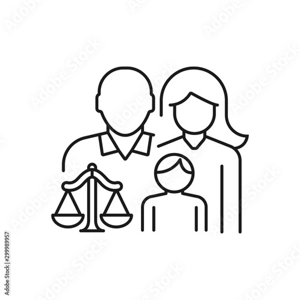 Fototapeta family law- minimal line web icon. simple vector illustration. concept for infographic, website or app.