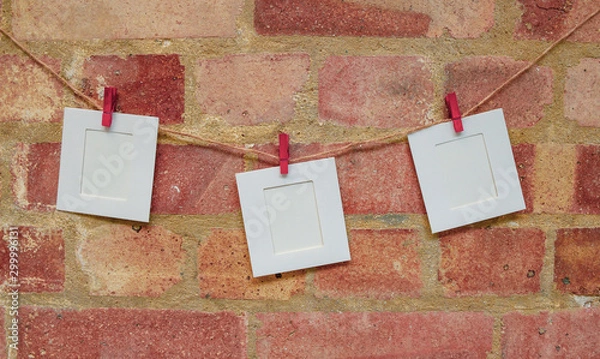 Fototapeta Empty notes on brick wall