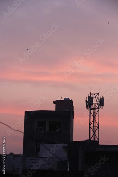 Obraz sunset in city