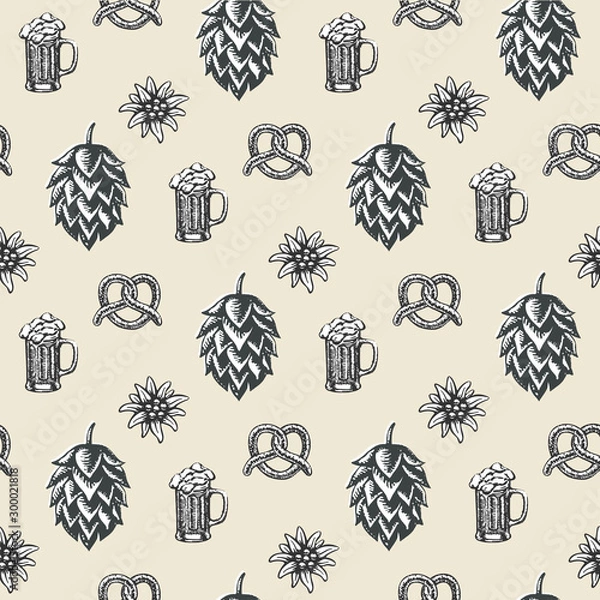 Obraz Oktoberfest beer germany bavarian background seamless pattern
