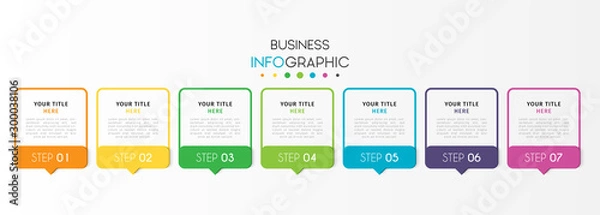 Fototapeta Business infographic element with 7 options, steps, number vector template design