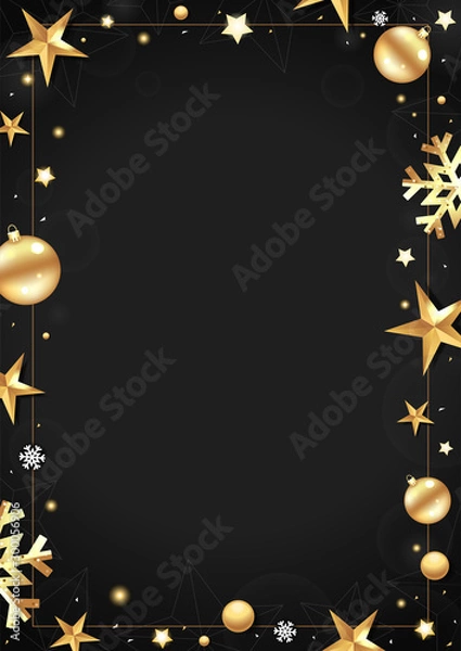 Obraz Black christmas frame with place for your text. Vector.