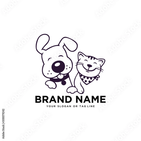 Obraz kreatywny projekt logo szablon wektor psa i kota