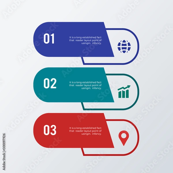 Fototapeta Three list infographic template design. Business concept infograph with 3 options, steps or processes. Vector visualization can be used for workflow layout, diagram, annual report, web
