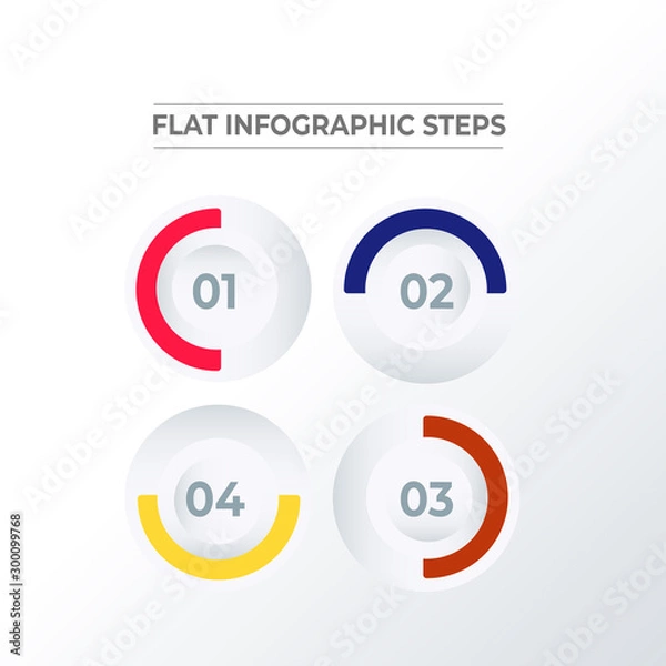 Fototapeta rounded infographic template design. Business concept infograph with 4 options, steps or processes. Vector visualization can be used for workflow layout, diagram, annual report, web