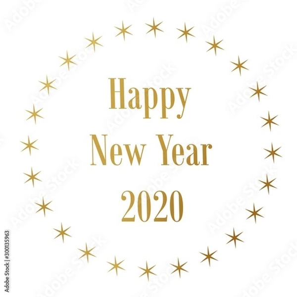 Obraz golden header happy new year 2020 card with snowflakes and place for text