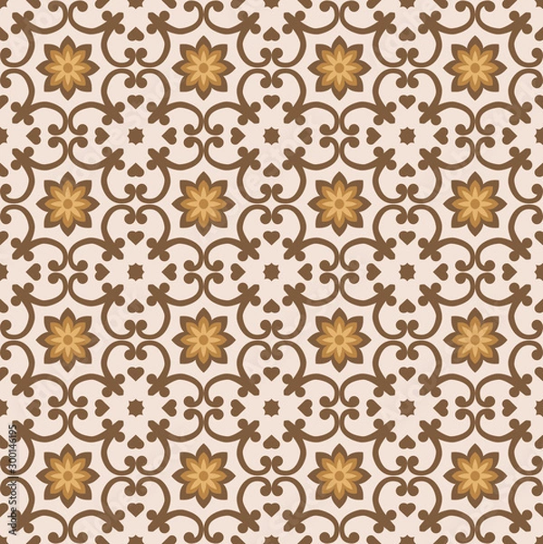 Obraz Floral brawn seamless tiles pattern