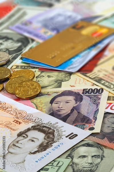Obraz currency, coins and credit cards