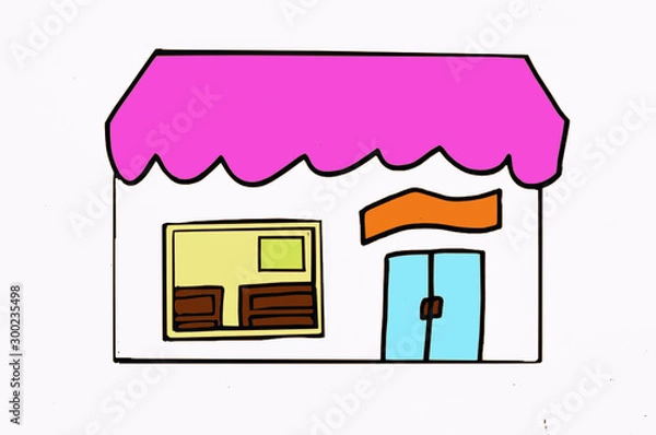 Obraz a shop with pink roof