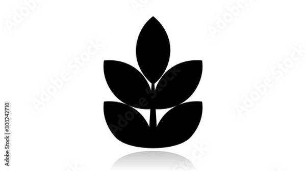 Fototapeta Branch icon vector design. Black icon with reflection isolated on the white background