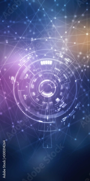 Fototapeta 2d illustration Abstract futuristic electronic circuit technology background