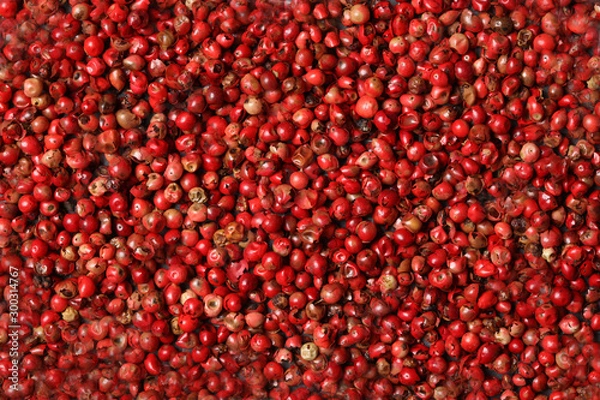 Fototapeta close up on pink pepper grains