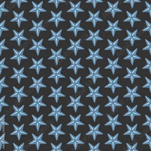 Obraz Simple seamless pattern with sea starfish on black
