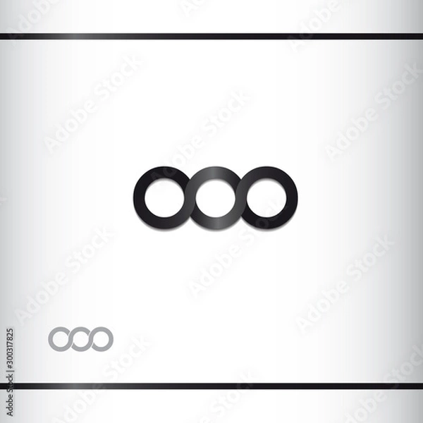 Fototapeta Triple infinity symbol. Logo design template. Black color. 3d effect. Watermark. Logo design template