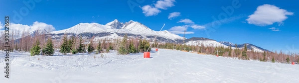 Obraz Panorama of the ski slopes in the High Tatras.