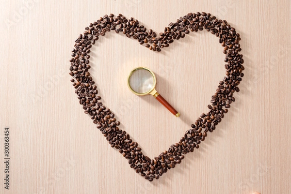 Fototapeta Heart shape with coffee beans