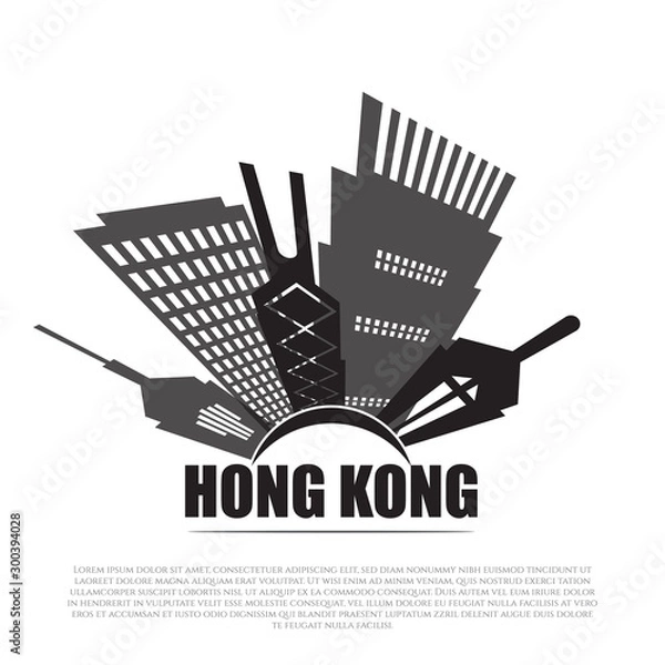 Fototapeta City of Hong Kong in a vector illustration of a paper cut style with the concept of an isolated flag. can be used for backgrounds, web templates, banners, landing pages.
