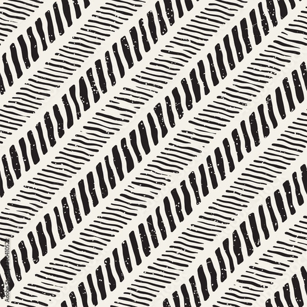 Fototapeta Vector seamless geometric pattern. Hand drawn abstract background. Doodle diagonal lines texture.