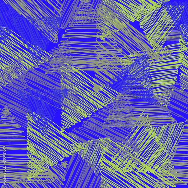 Fototapeta Seamless endless modern triangular scribbled pattern artistic unusual repeat background