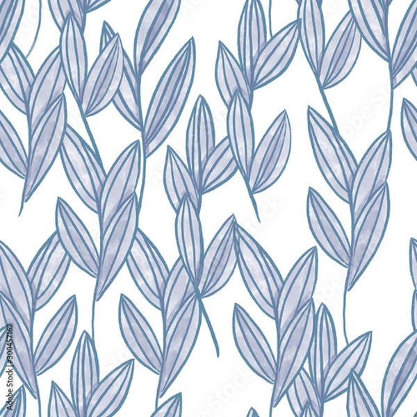 Fototapeta Flower leaves seamless pattern for wallpaper and textile design. Surface design.