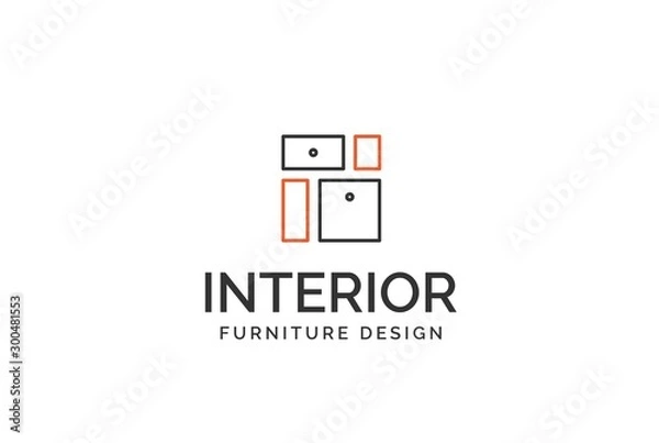 Fototapeta Simple minimalist furniture interior logo design with flat vector graphics