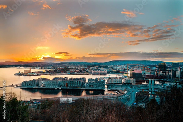 Fototapeta Beautiful sunset view from Ekeberg, Oslo