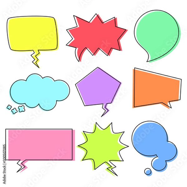 Obraz Set of colorful speech bubble vector isolated on white background.
