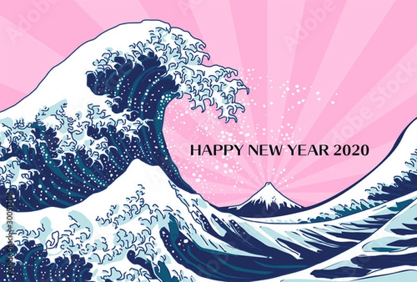 Obraz 年賀状、年賀状2020、2020、年賀はがき、シンプル、はがきテンプレート